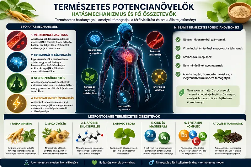 Természetes potencianövelők hatásmechanizmusa: vérkeringés, hormonrendszer, idegrendszer és energiaszint támogatása